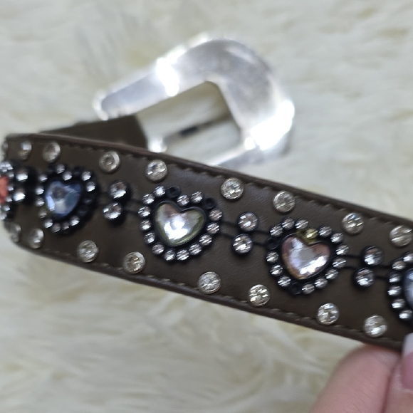 Nocona Brown Belt with Silver Heart Accents - Picture 9 of 9